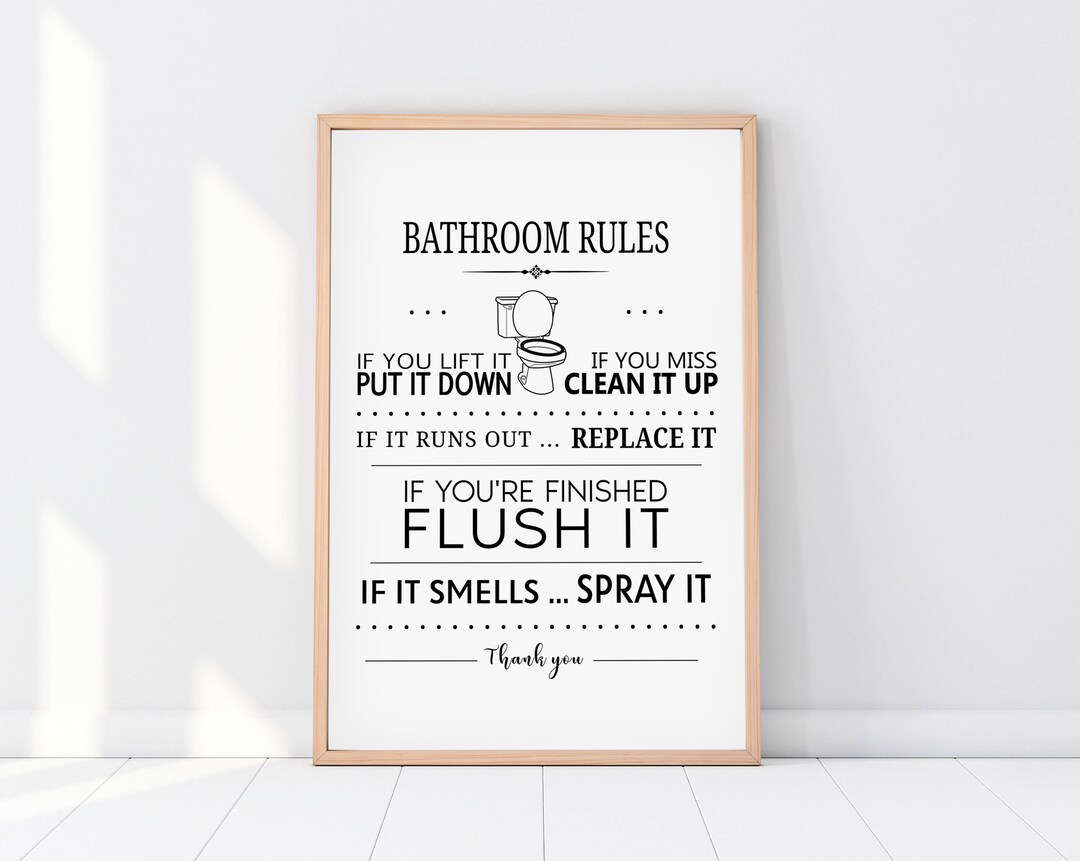 Bathroom Rules Print Bathroom Print Bathroom Decor Bathroom - Etsy