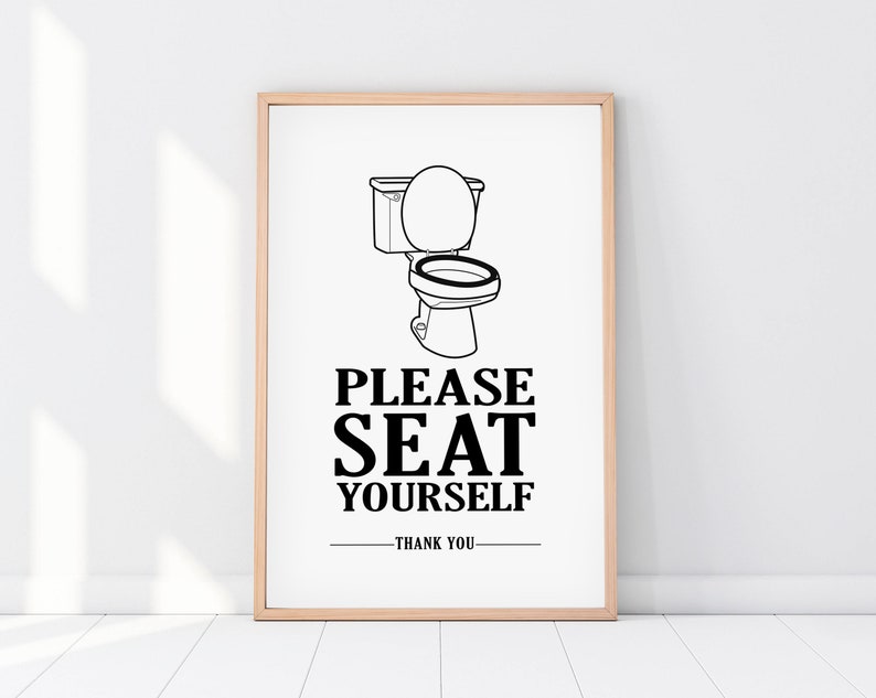 Please Seat Yourself Bathroom Print Bathroom Decor Bathroom Etsy