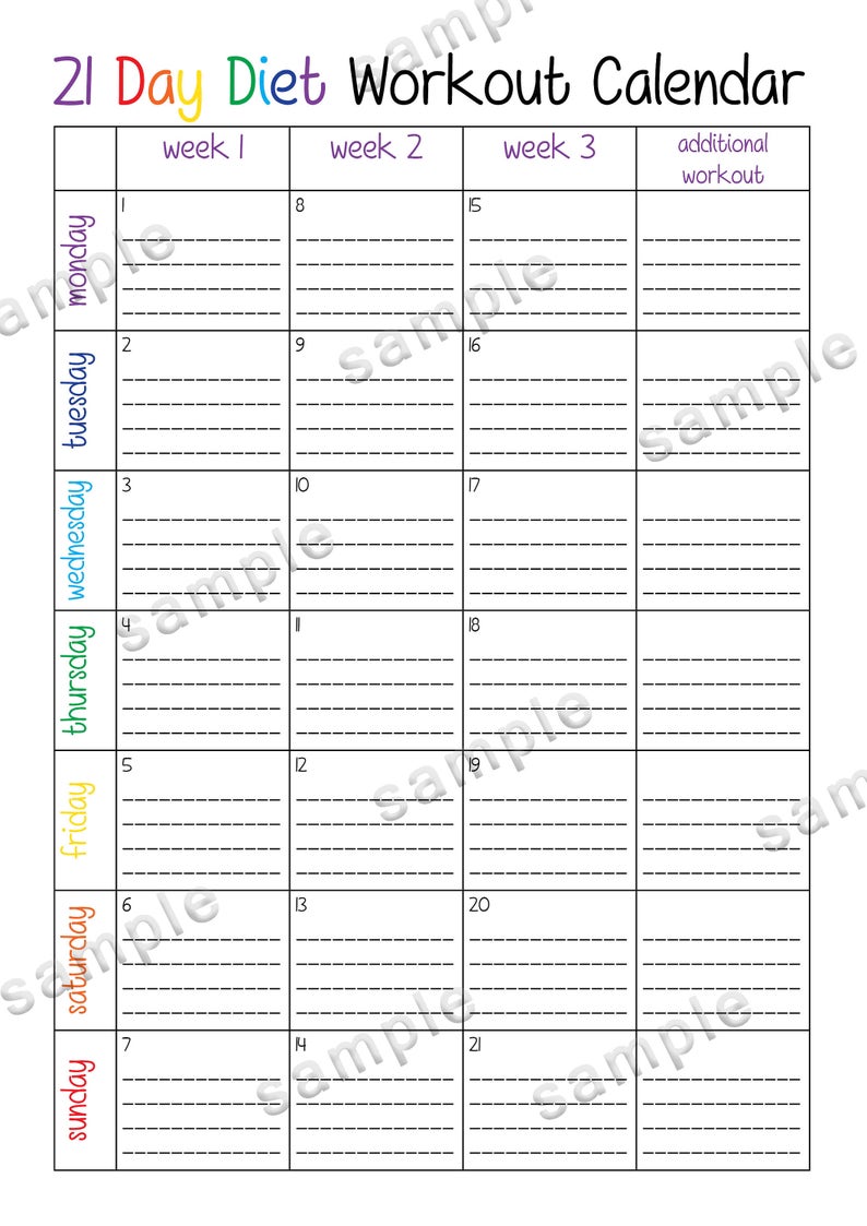 21 Day Diet Calories Tracker BUNDLE 21002300 Calorie Etsy