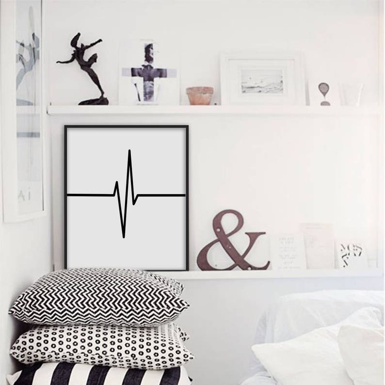 Heartbeat Print Heartbeat Art Heartbeat Wall Art EKG Print Etsy