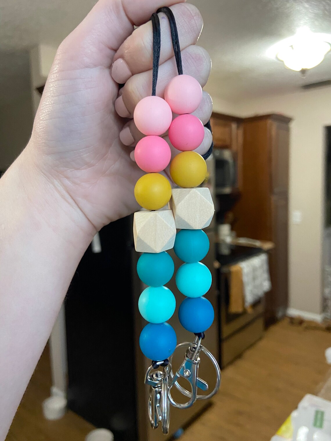 Rainbow Silicone Bead Teacher Lanyard Etsy