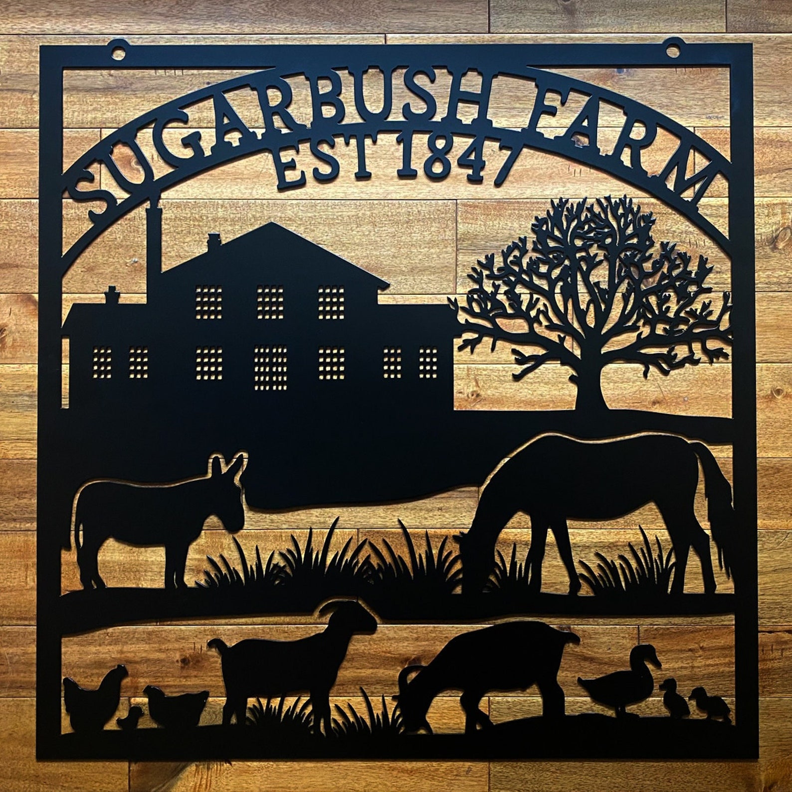 Custom Metal Outdoor Farm Sign With Farmhouse and Farm Animals Etsy