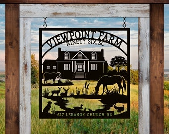 Metal Farm / Ranch Sign, Custom Farmhouse, Steel Home Decor, Personalized Housewarming or Anniversary Gift, Entrance, Wall Art, Waterproof