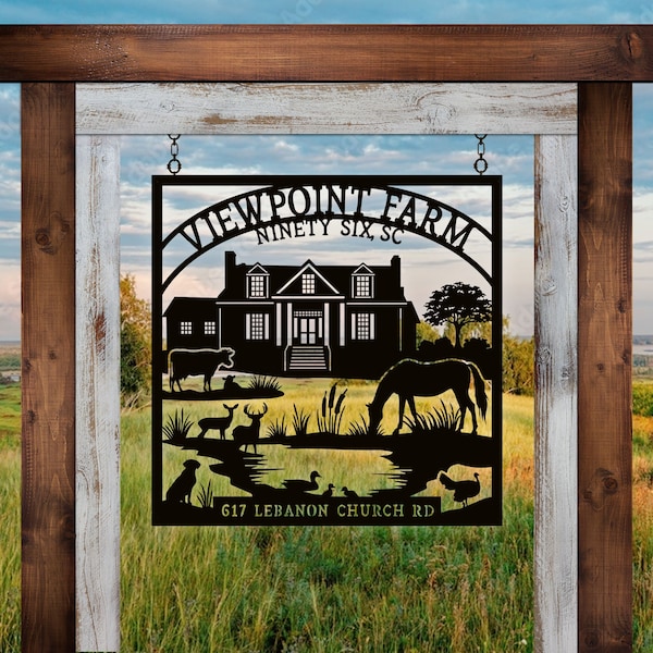 Metal Farm / Ranch Sign, Custom Farmhouse, Steel Home Decor, Personalized Housewarming or Anniversary Gift, Entrance, Wall Art, Waterproof