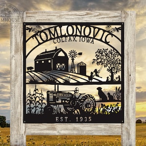 Farm / Ranch Sign, Metal Home Decor, Custom Personalized Gift, Steel, Farmhouse Entrance, Rustic Country Wall Hanging, Crop, Animals