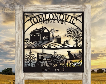 Personalized Farm Sign, Rustic Metal Ranch Decor, Custom Steel Art