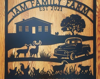 Custom Metal Farm Sign, Classic Car, Personalized Farmhouse Decor
