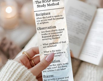 SOAP Bible Study Guide Printable Bookmark, Bible Study Template, Sunday School Resource