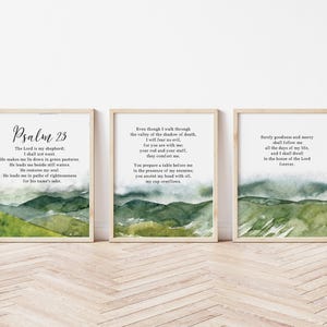 Psalm 23, Scripture Wall Art, The Lord is my Shepherd, Watercolor Bible Print, Bible Verse, Nursery, Living Room, Subtle Christian Art