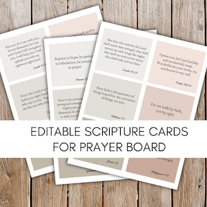 Editable Scripture Cards for Prayer Boards or Vision Board, Boho neutral aesthetic