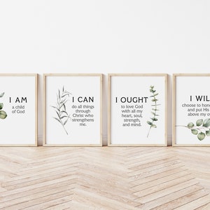 I Am I Can I Ought I Will quote based on Charlotte Mason&#39;s Motto for children, Printable Digital Download, Set of 4