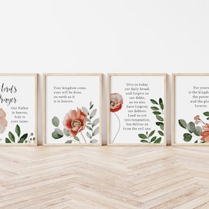 The Lord&#39;s Prayer wall art print Matthew 6:9-13 Our Father in heaven Bible Verse Wall Art Scripture printable Woman Girl Nursery Baptism