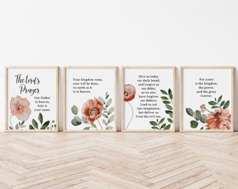 The Lord's Prayer wall art print Matthew 6:9-13 Our Father in heaven Bible Verse Wall Art Scripture printable Woman Girl Nursery Baptism
