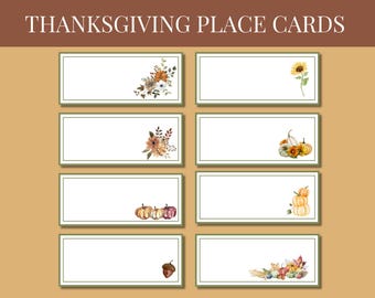 Thanksgiving place cards, place setting cards, printable thankfulness card, I'm thankful for, table decor, party supplies