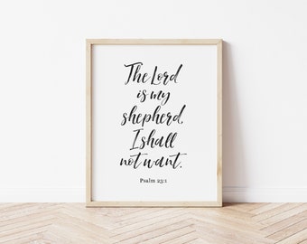 Psalm 23 Printable Bible Verse, The Lord is My Shepherd, I Shall Not Want