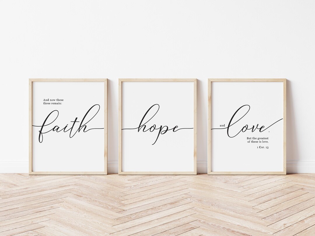 Faith Hope Love Scripture Print, Christian Wall Art (digital Download ...