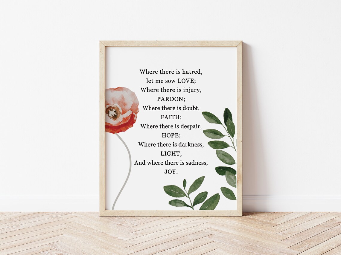 Printable Prayer of St Francis of Assisi Set of 4 8x10, Lord Make Me an Instrument of Your Peace ...