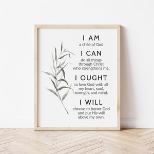I Am I Can I Ought I Will quote based on Charlotte Mason&#39;s Motto for children, Printable Digital Download, homeschool wall art