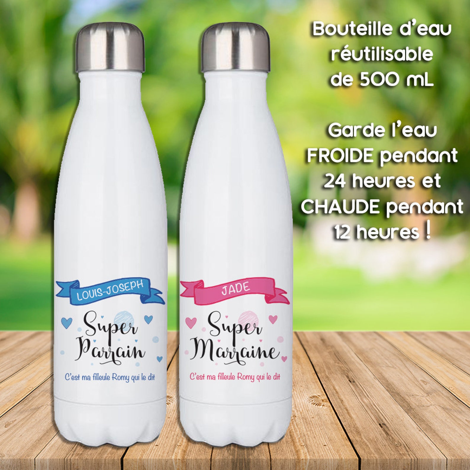 Duo Bouteille d'eau personnalisée Super Etsy