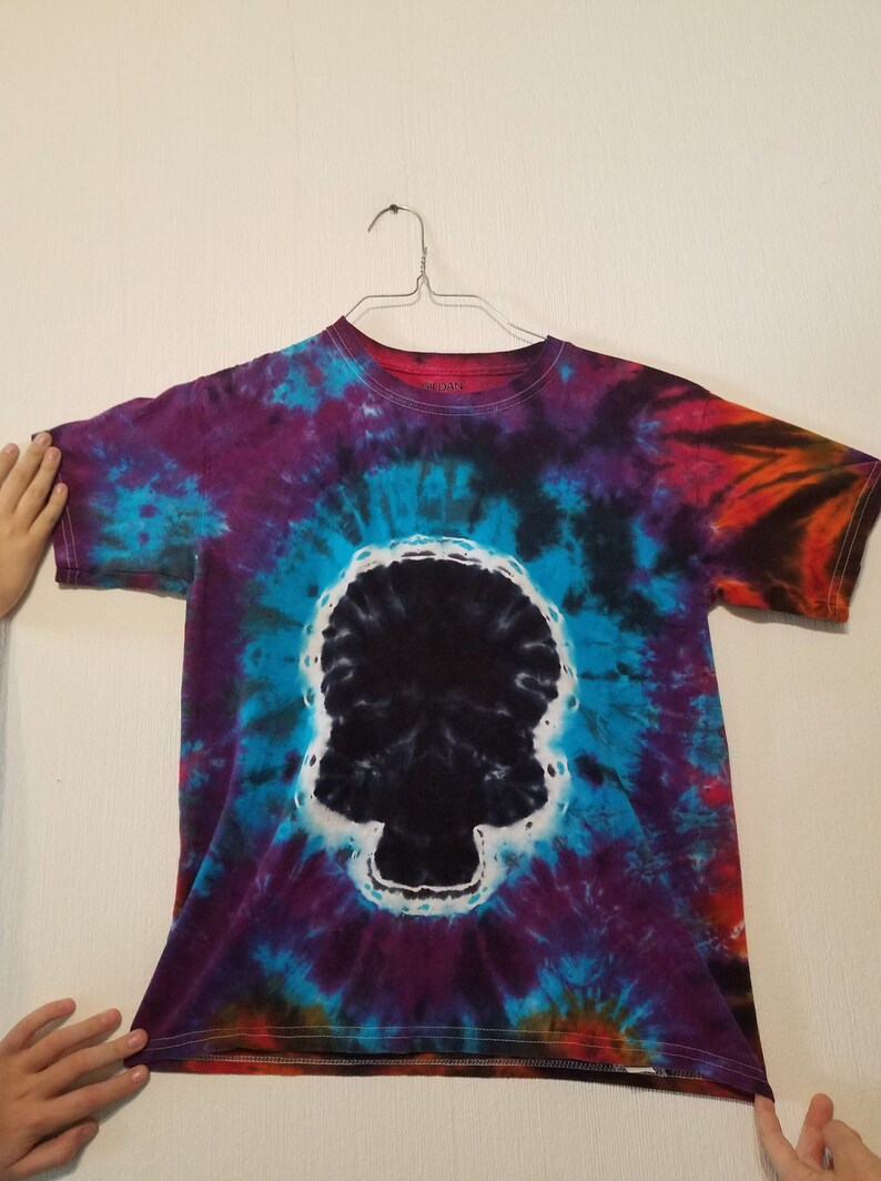 large hippy cotton short sleeve school unisex rainbow youth top tee shirt t shirt tye dye boy skull girl