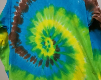 hippy, XL youth, tye dye, spiral, boho, rainbow, long sleeve, tee, shirt, unisex, colorful, wear, back to school clothes