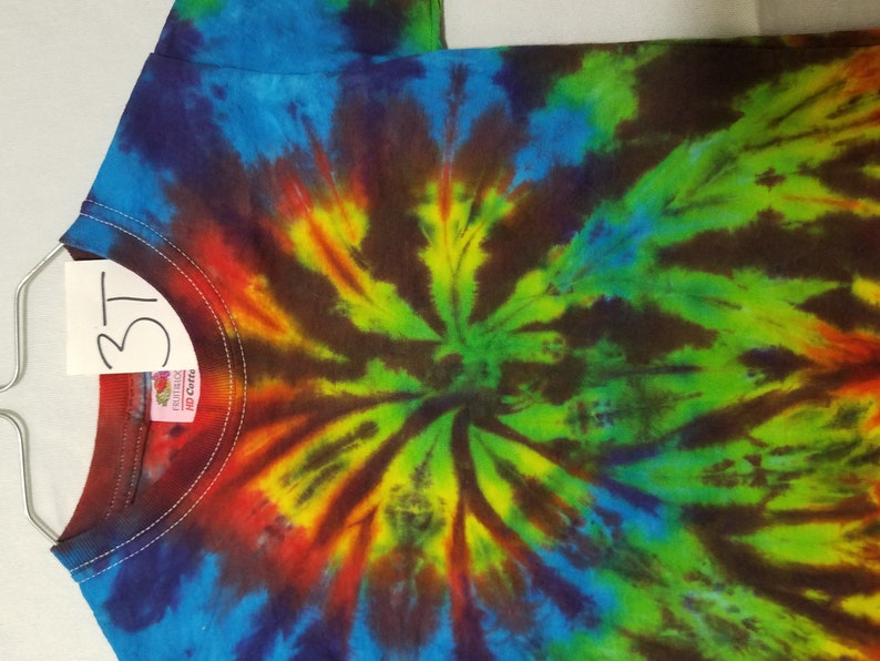 unisex hippy t shirt tye dye christmas bright clothes spider spiral girl short sleeve gift tee back to school boy rainbow 3t