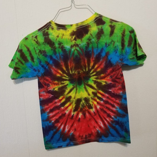 hippy, extra. small, xsmall, youth, tye dye, shirt, rainbow, spiral, back to school, boho, cotton, bright, top, boy, girl, unisex