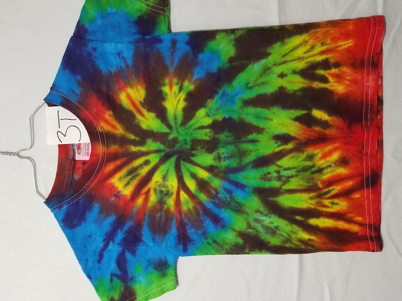 unisex hippy t shirt tye dye christmas bright clothes spider spiral girl short sleeve gift tee back to school boy rainbow 3t