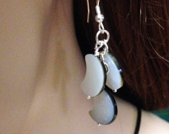Mystical Moon Black Lipped Shell Crescent Moon Earrings, Ready to ship
