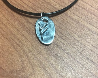 Fehu Rustic 99.9% Fine Silver Rune Pendant. Ready to ship.