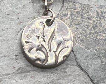 Small double sided 99.9 % fine silver pendant. Ready to ship.