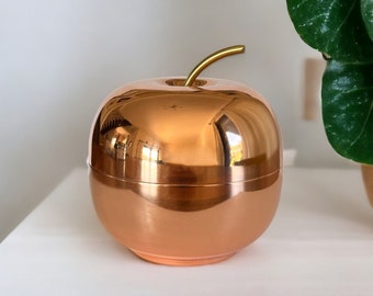 Bougie pomme en cuivre / Récipient / Boîte à bijoux / Bougie de cire perlée biologique