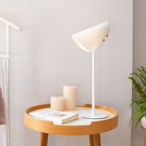 White Metal & Parchment Table Lamp / White Desk Lamp / June Lamp / Handmaid's Tale Inspired Lamp image 1