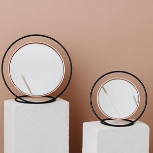 Copper Table Mirror / Illusionistic Standing Mirror / Copper Beauty Mirror image 2