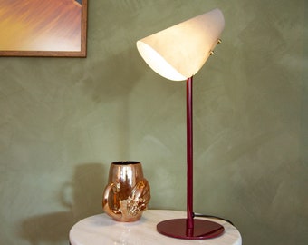 JUNE - Metal & Parchment Table / Desk Lamp - Maroon