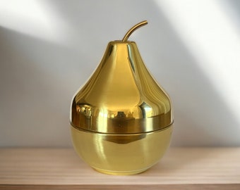 Brass Pear Candle / Container / Jewelry Box / Organic Pearled Wax Candle