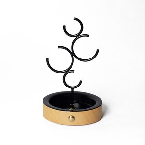 Gold and Black Jewelry Holder / Metal Jewelry Organiser / Wooden Ring Stand / Multipurpose Container / Earring and Ring Display Black