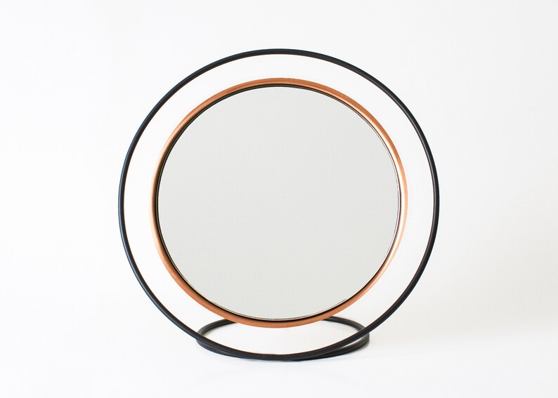 Copper Table Mirror / Illusionistic Standing Mirror / Copper Beauty Mirror image 3