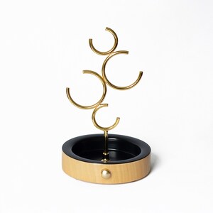 Gold and Black Jewelry Holder / Metal Jewelry Organiser / Wooden Ring Stand / Multipurpose Container / Earring and Ring Display Gold