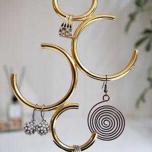 Gold and Black Jewelry Holder / Metal Jewelry Organiser / Wooden Ring Stand / Multipurpose Container / Earring and Ring Display image 5