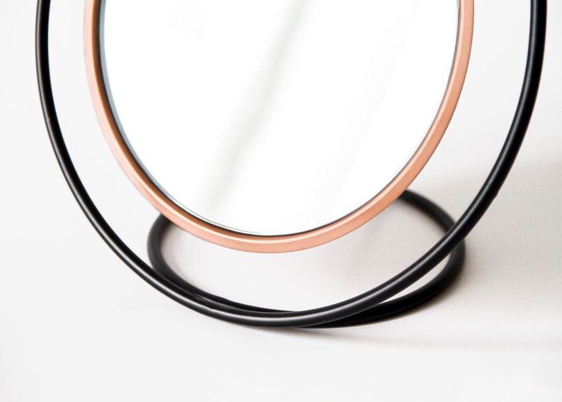 Copper Table Mirror / Illusionistic Standing Mirror / Copper Beauty Mirror image 6