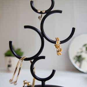 Gold and Black Jewelry Holder / Metal Jewelry Organiser / Wooden Ring Stand / Multipurpose Container / Earring and Ring Display image 8