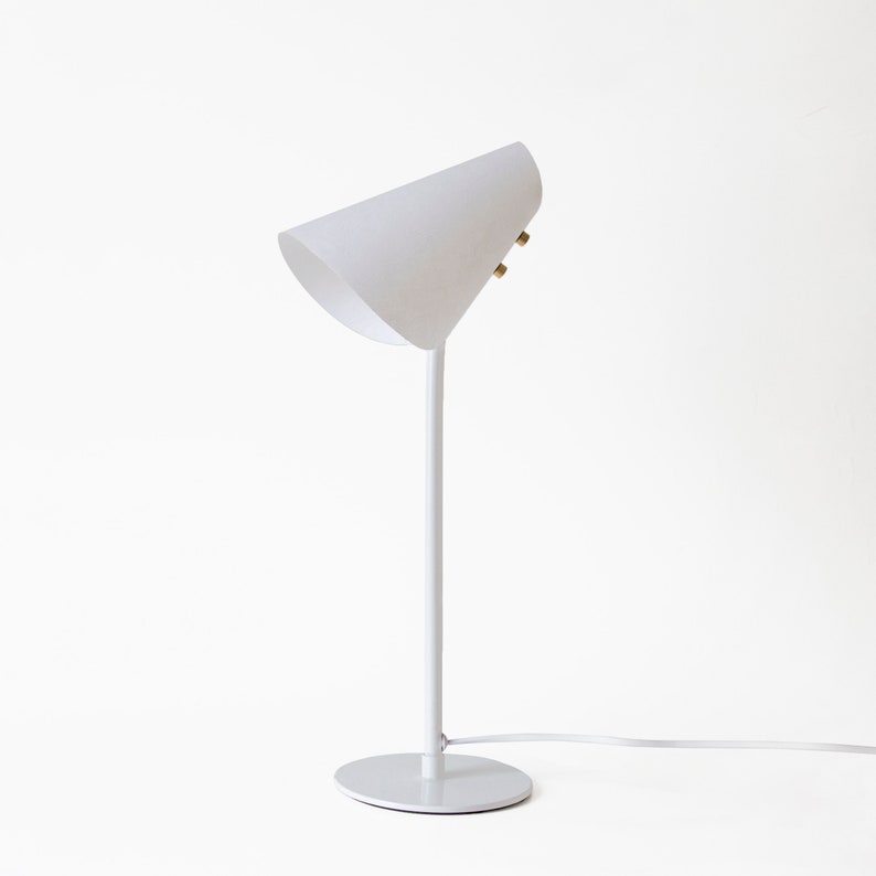 White Metal & Parchment Table Lamp / White Desk Lamp / June Lamp / Handmaid's Tale Inspired Lamp image 2