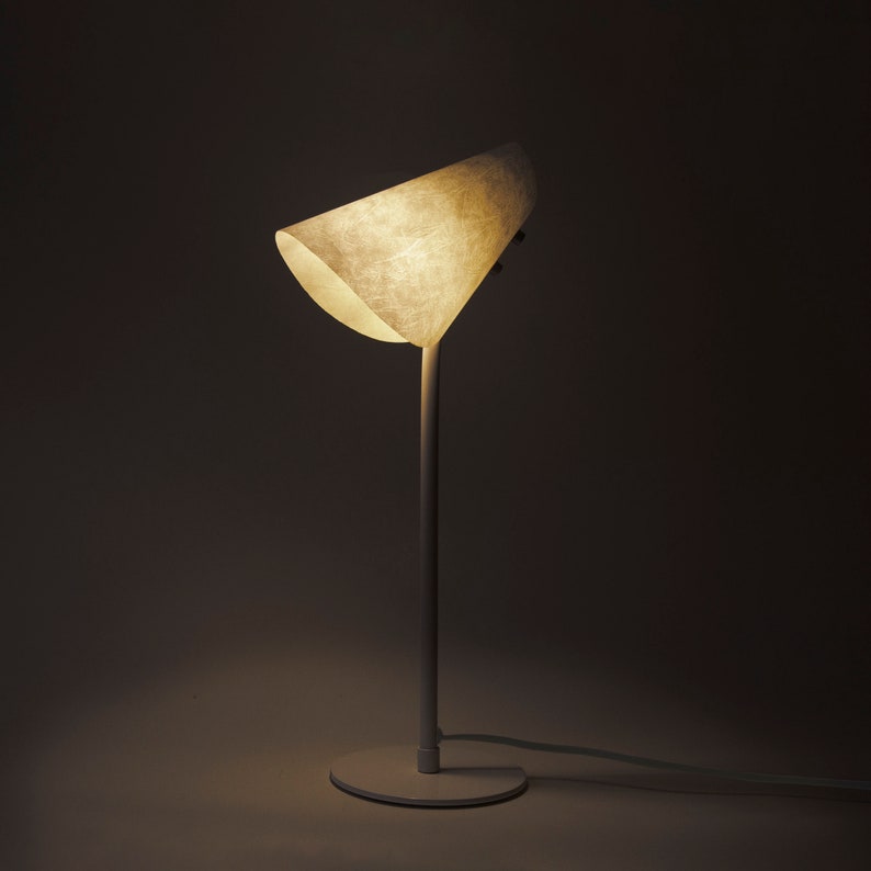 White Metal & Parchment Table Lamp / White Desk Lamp / June Lamp / Handmaid's Tale Inspired Lamp image 3