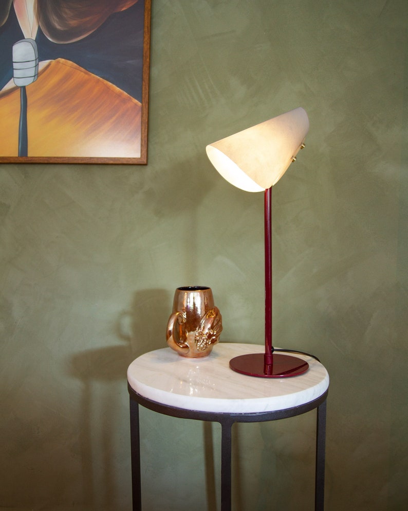 JUNE Metal & Parchment Table / Desk Lamp Maroon zdjęcie 1