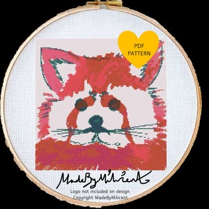 Cross Stitch Design - Red Panda illustration - MadeByMilicent