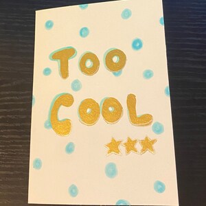 Design "troppo cool" in oro e blu (unico nel suo genere) Biglietto di auguri fatto a mano A6 - vuoto all'interno per il tuo messaggio