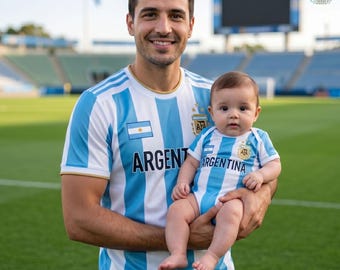Personalized Argentina Jersey Family Shirts, Argentina Soccer Cup Gifts, Argentina World Soccer 2026 Shirts, Argentina Football Fan Shirts