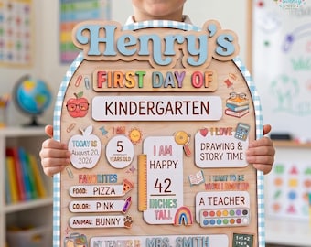 Custom First Day of School Boy Sign, First Day Wooden School Board, Back to School Board, Preschool Kindergarten 1st Day of School Sign