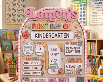 Personalized First Day of School Sign, Last Day of School Keepsake, Back to School Board, Preschool Kindergarten 1st Day of School Sign